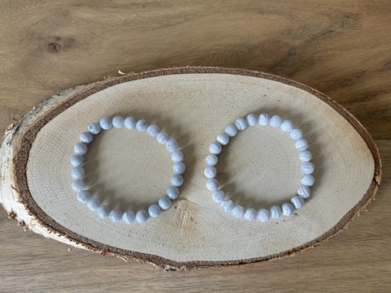 Blauwe chalcedoon armband 8mm