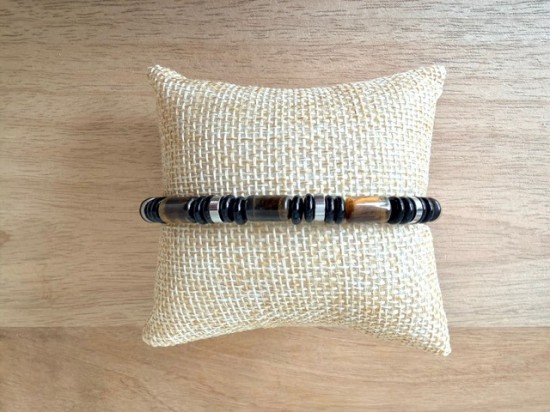 Herenarmband obsidiaan en tijgeroog