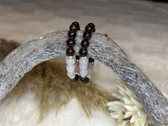Rozenkwarts/granaat armband