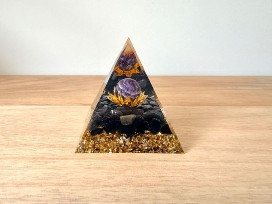 Orgonite zwarte obsidiaan en amethist