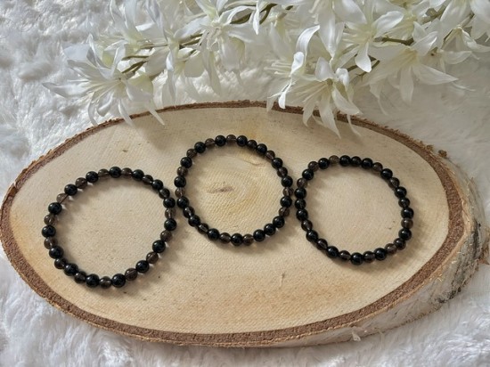 Rookkwarts en zwarte toermalijn armband