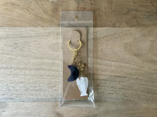 Sleutelhanger bescherming amethist bergkristalengel