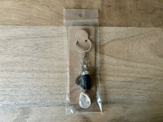 Sleutelhanger bescherming bergkristal toermalijn