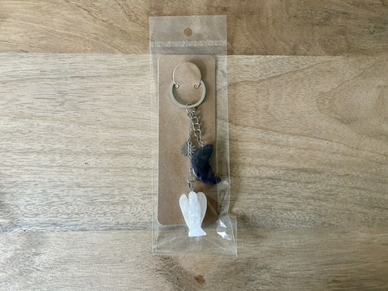 Sleutelhanger bescherming bergkristalengel amethist